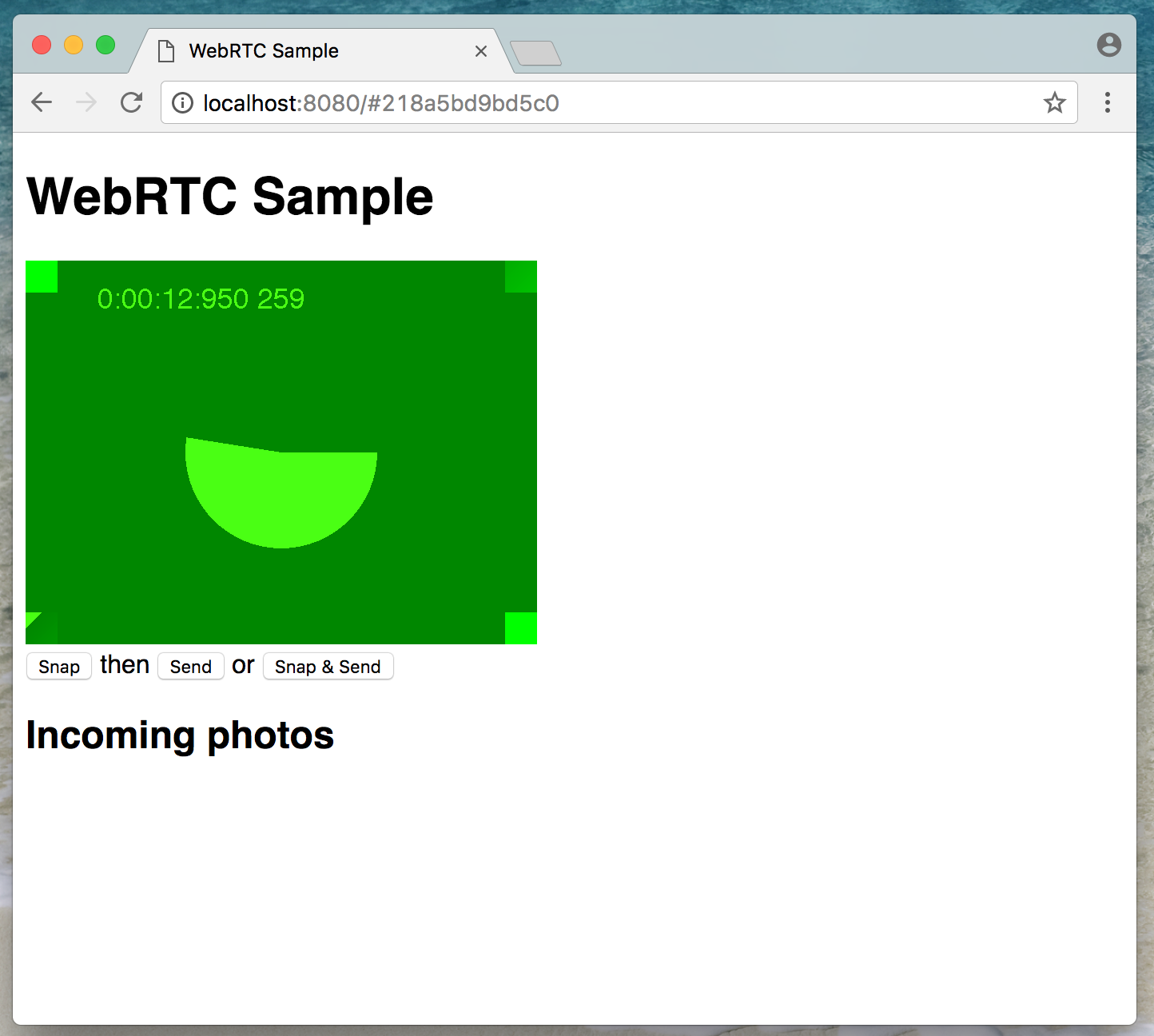WebRTC Sample app during end-to-end test execution