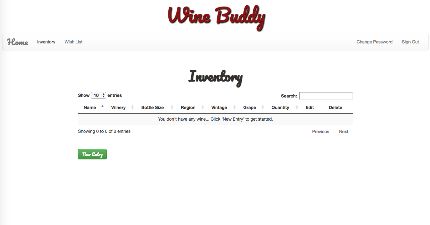 Wine Buddy Inventory