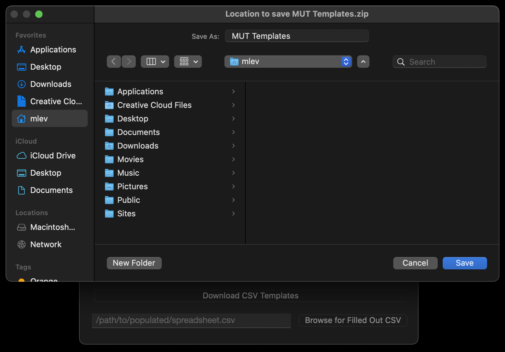 The MUT CSV Download Prompt