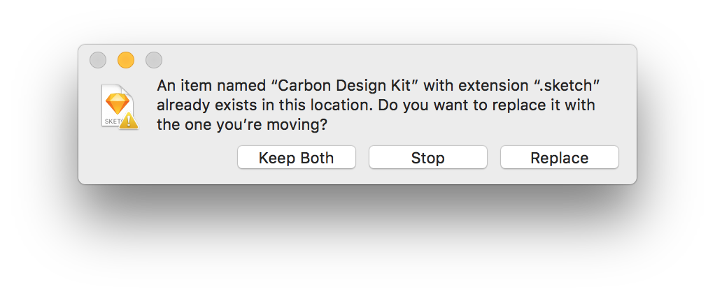 Image of the 'Keep both, stop, or replace' modal 