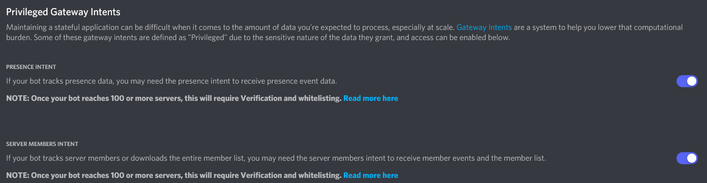 Enabling all intents