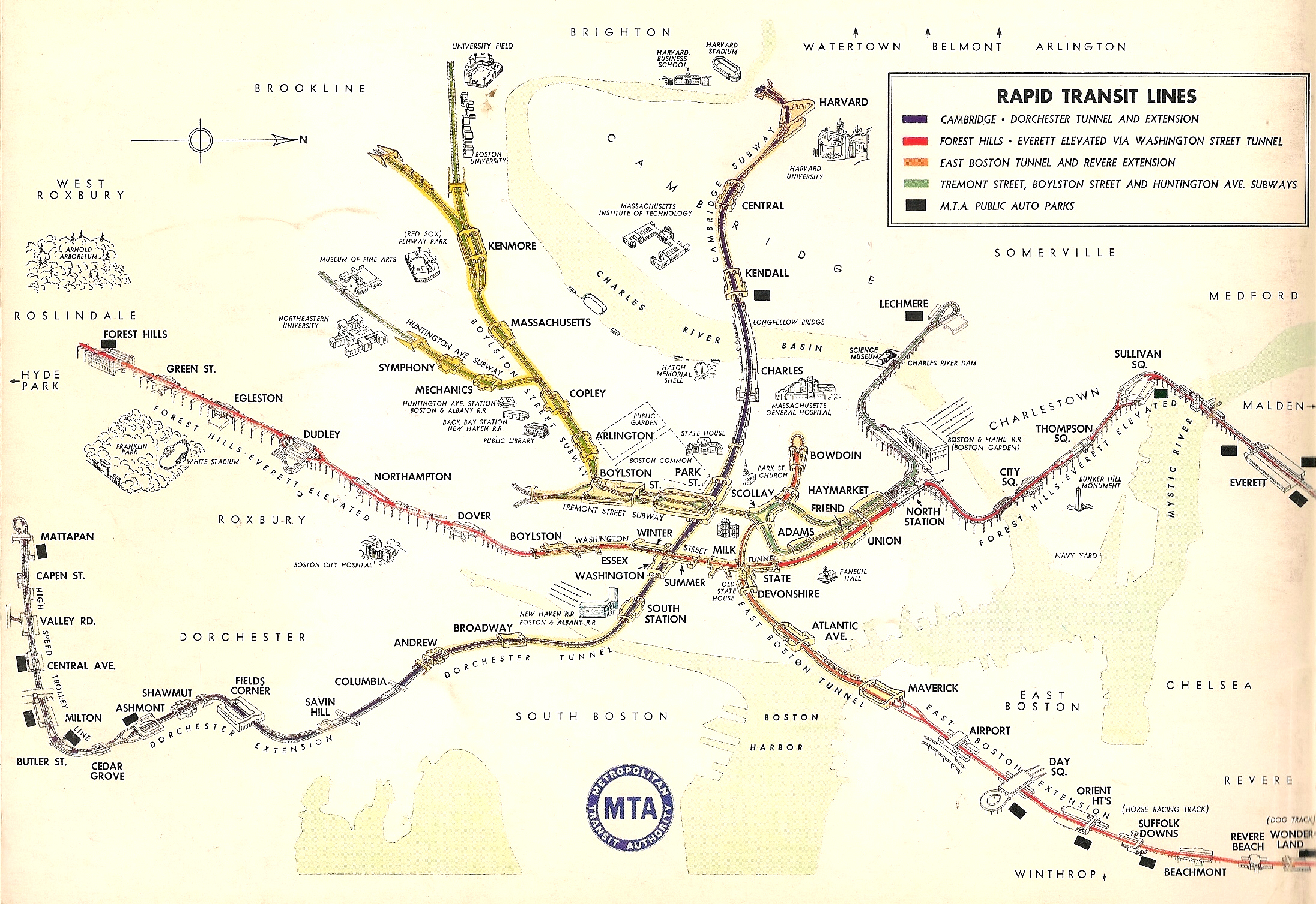 Image of old T map with illustrations of each station