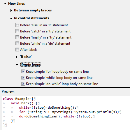 formatter compact loops