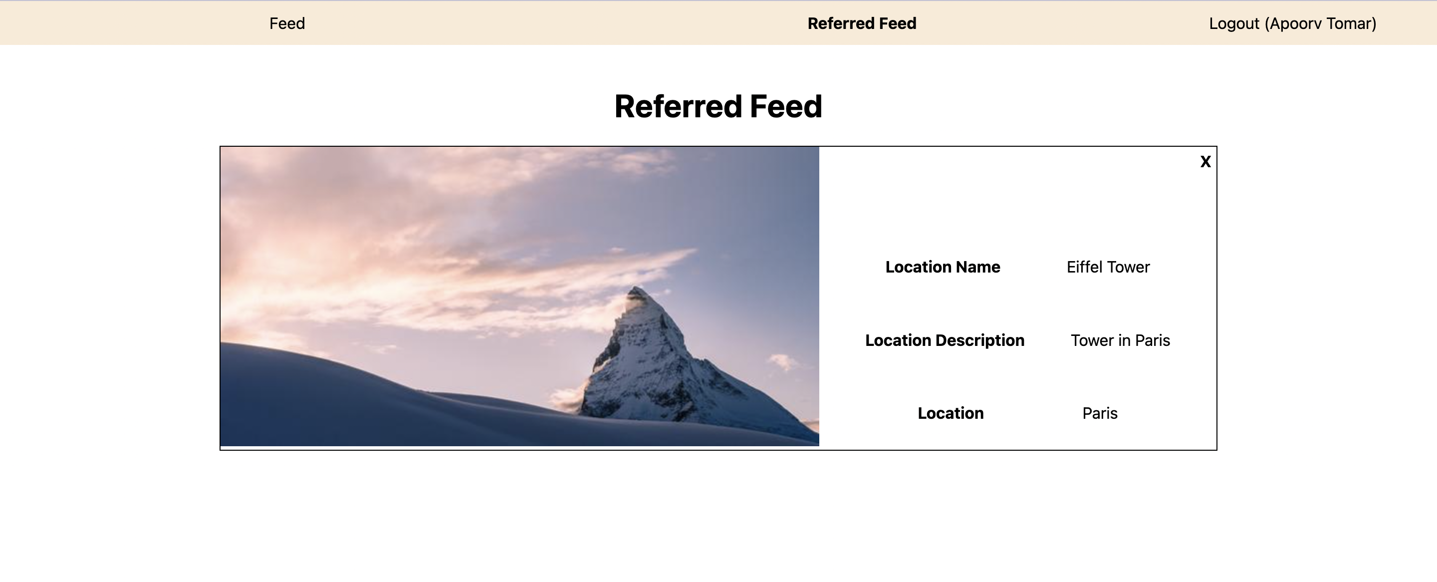 Referred Feed Home page!