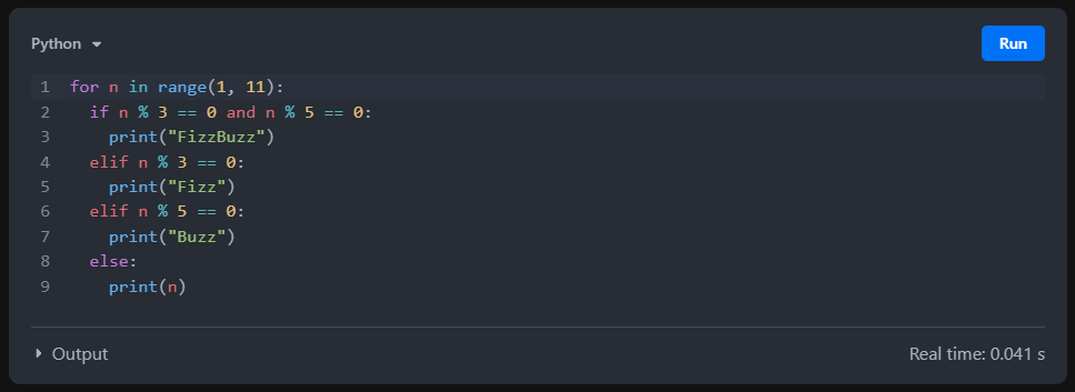 Code block (dark mode)