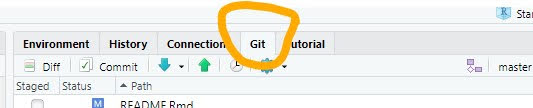 The git tab allows you to use git commands in Rstudio