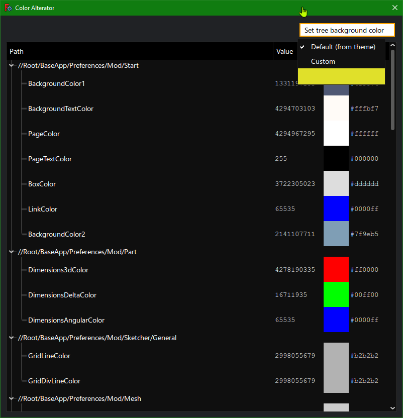 The Color Alterator window