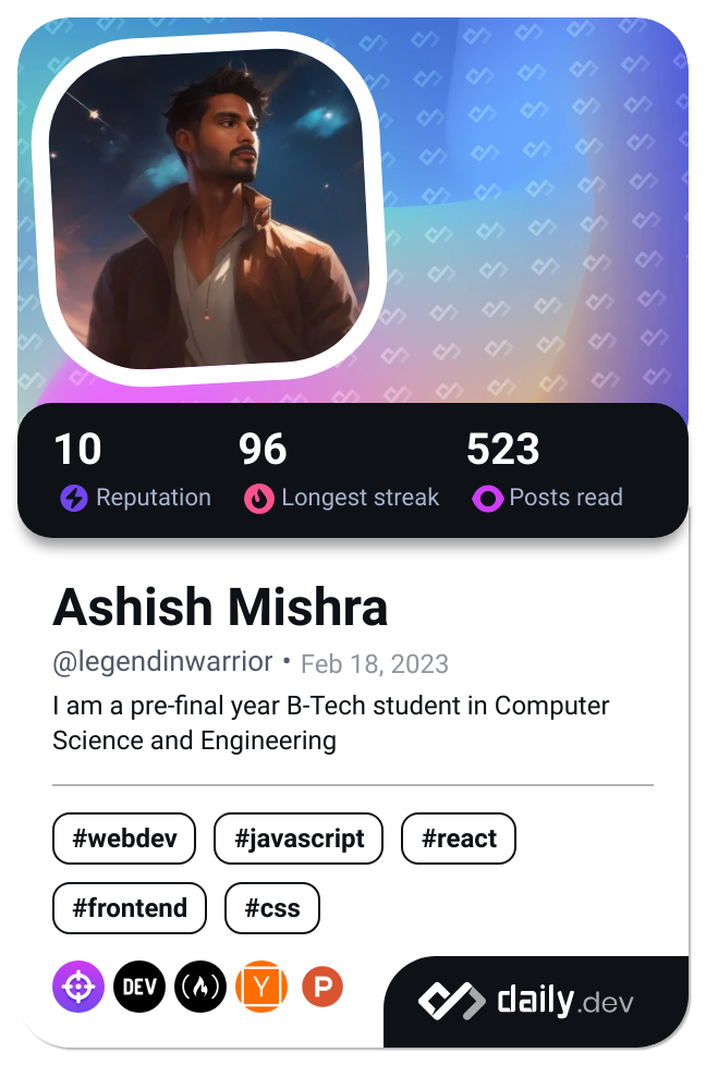 Ashish Mishra's Dev Card