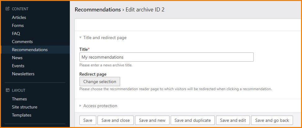 Admin View: Recommendation Archive