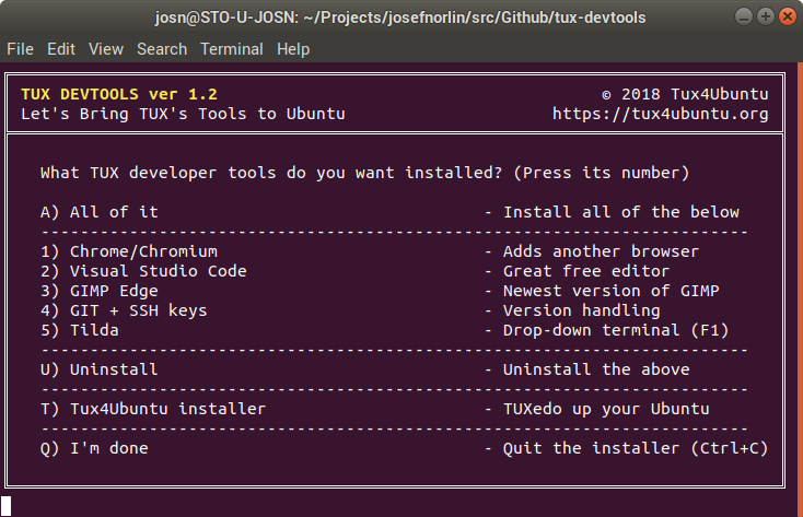 TUX Devtools Installer screenshot