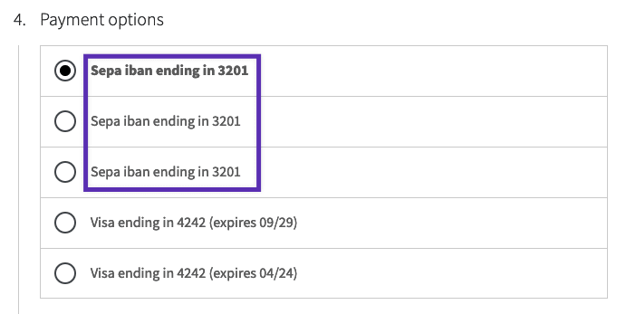 Sepa iban on blocks checkout list