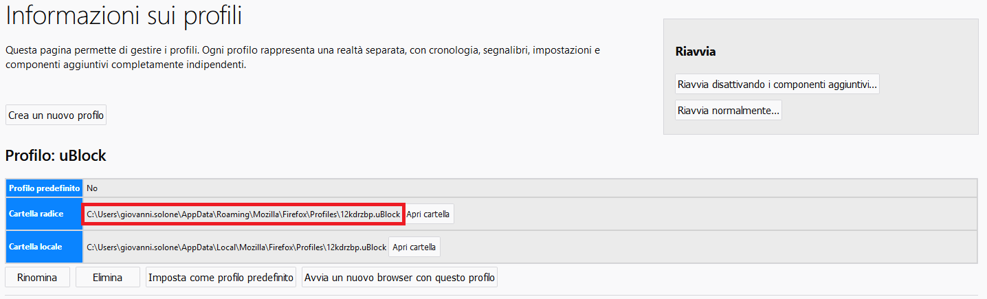 Profili di Firefox