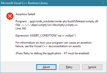 Microsoft Visual C++ Runtime Library Assertion failed · Issue #37969 ...