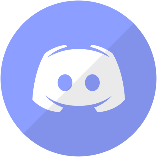 The Discord icon, which is a blue circle with half in shadow. In the middle is a weird little robot-helmet-looking-thingy.