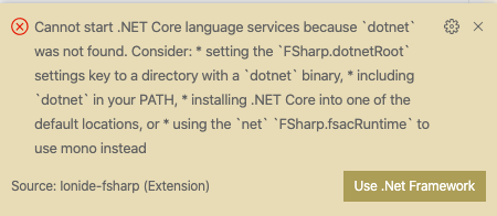 dotnet not found in VSCode on clean install on MacOSX · Issue #1271 ...