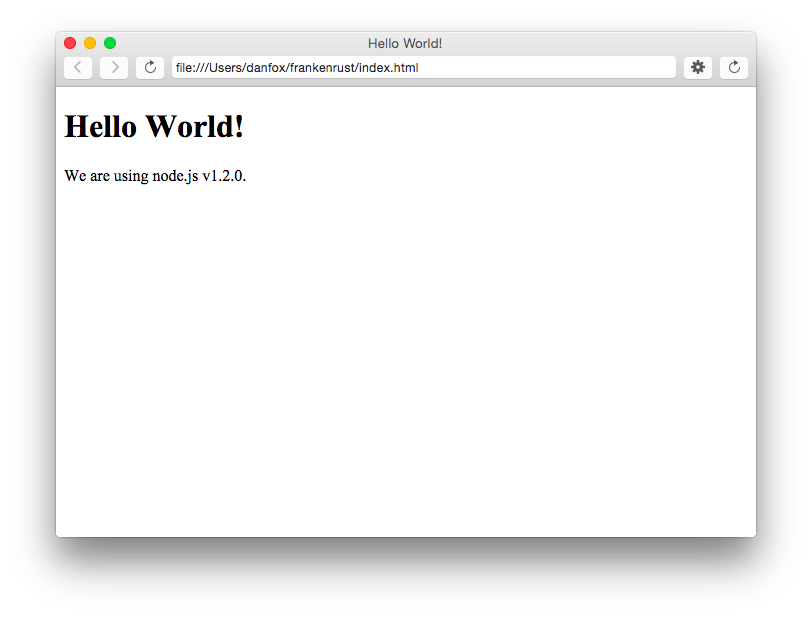 Hello world screenshot