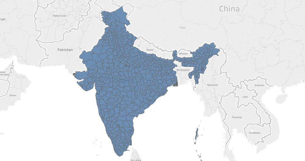 Indian districts mapped as polygons