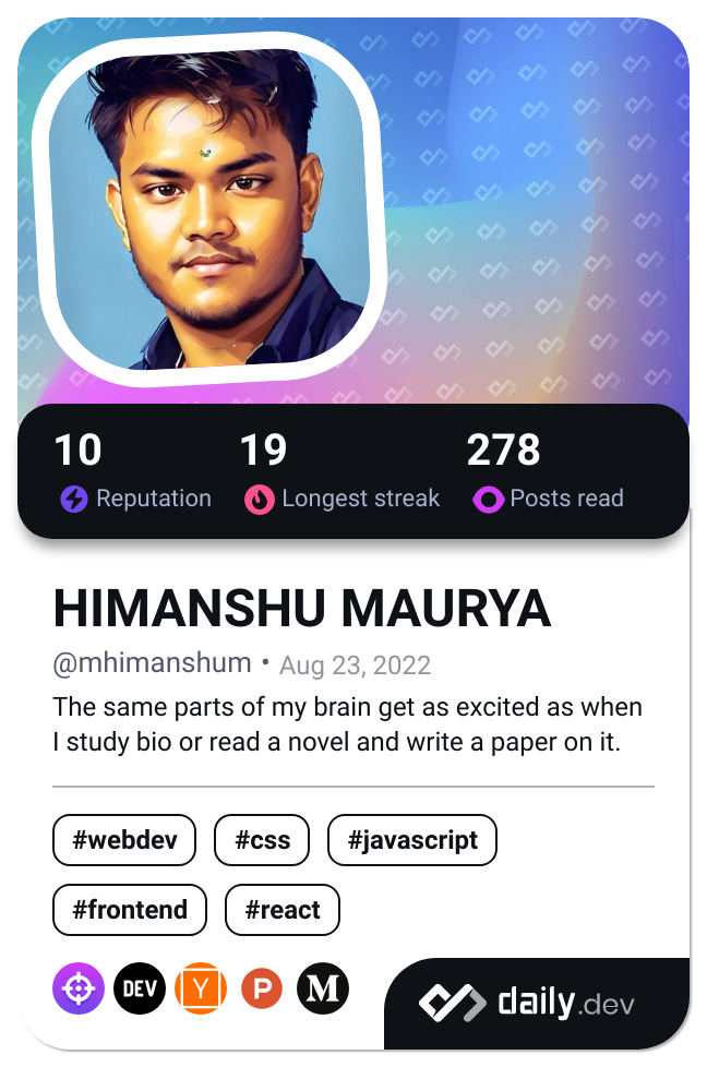 HIMANSHU MAURYA's Dev Card