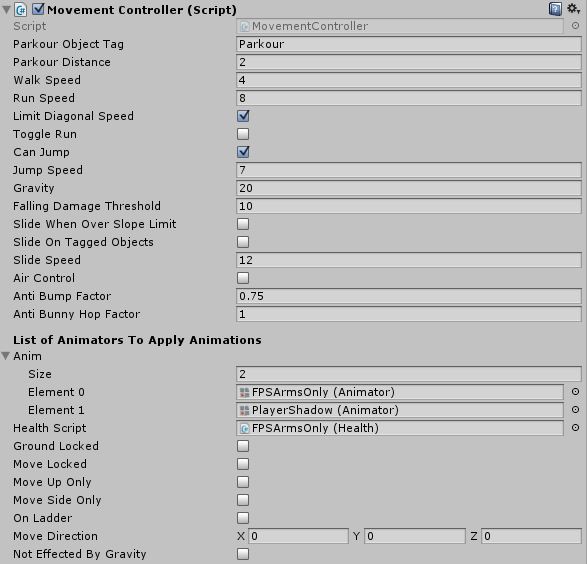 Movement controller Setup Example