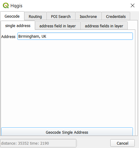 Geocoding Tab Hqgis