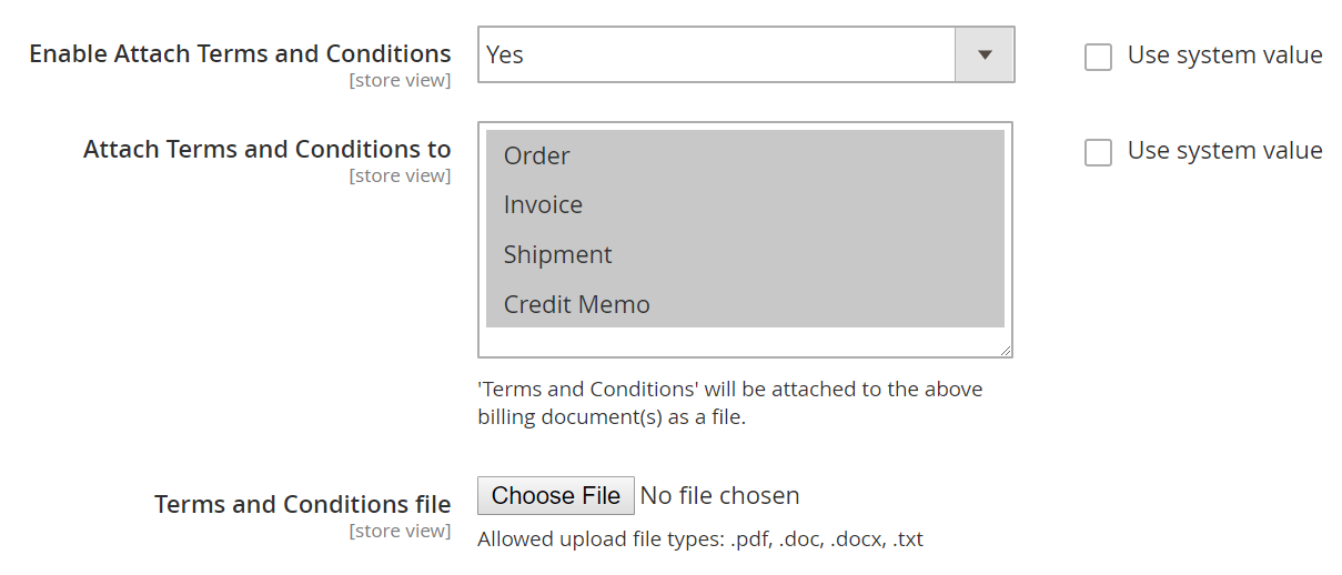 Magento 2 Email Attachment General Configuration