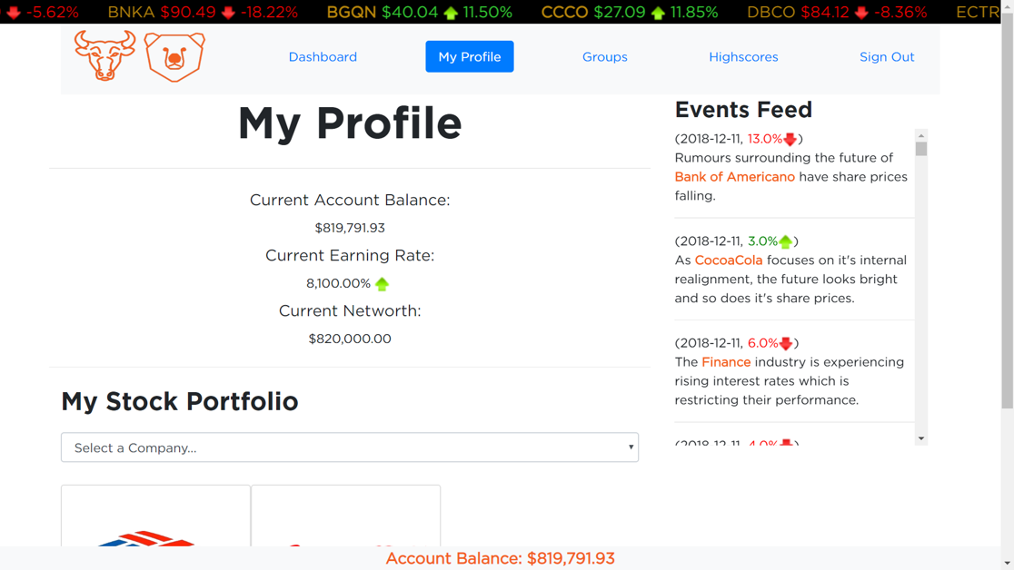 MyProfile page