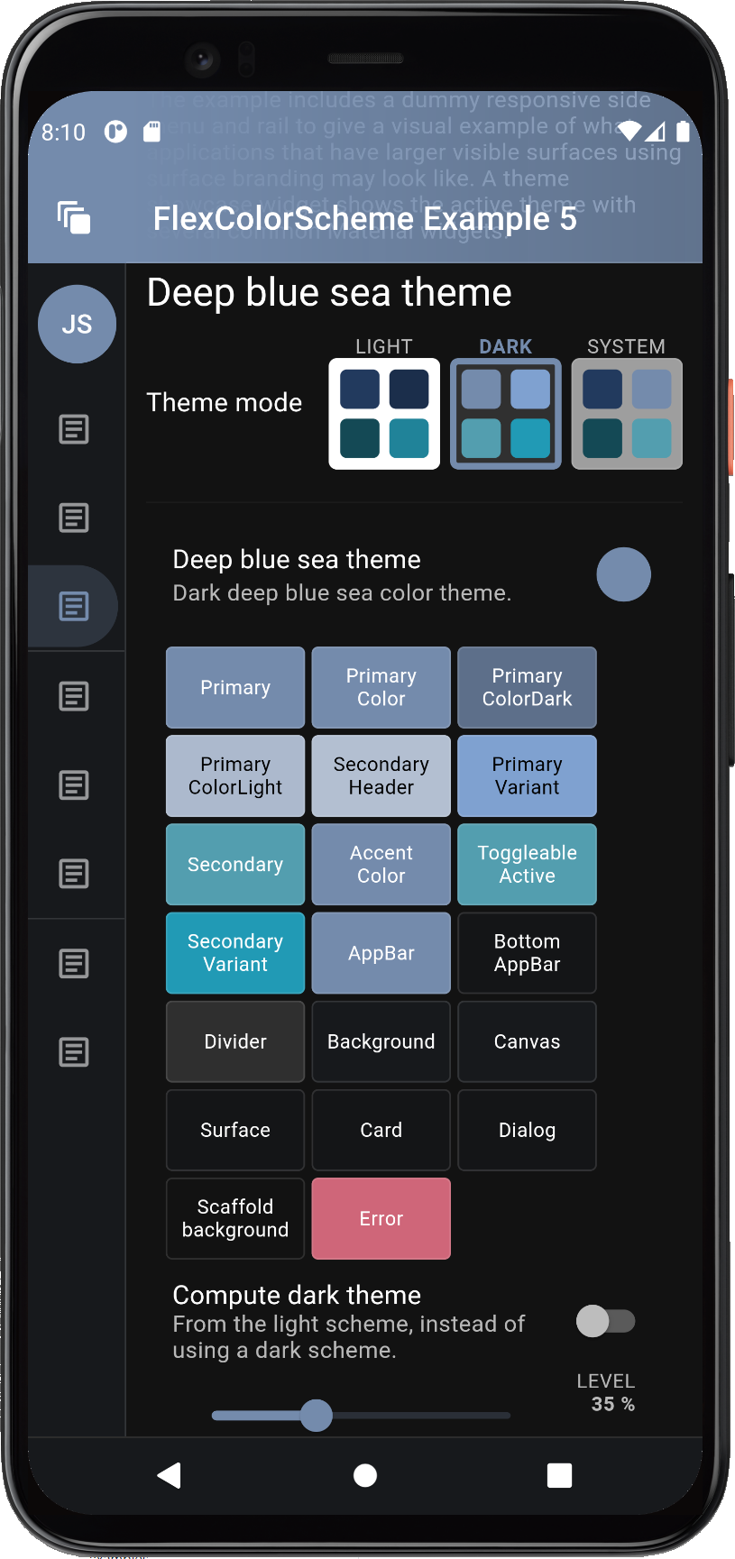 ColorScheme example 5 dark