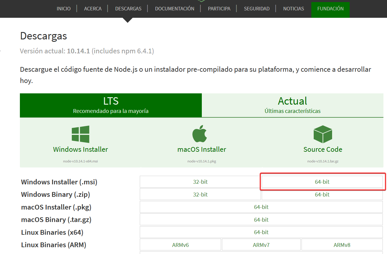 Descargar Node.js