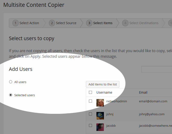 Multisite Content Copier - Copy Users