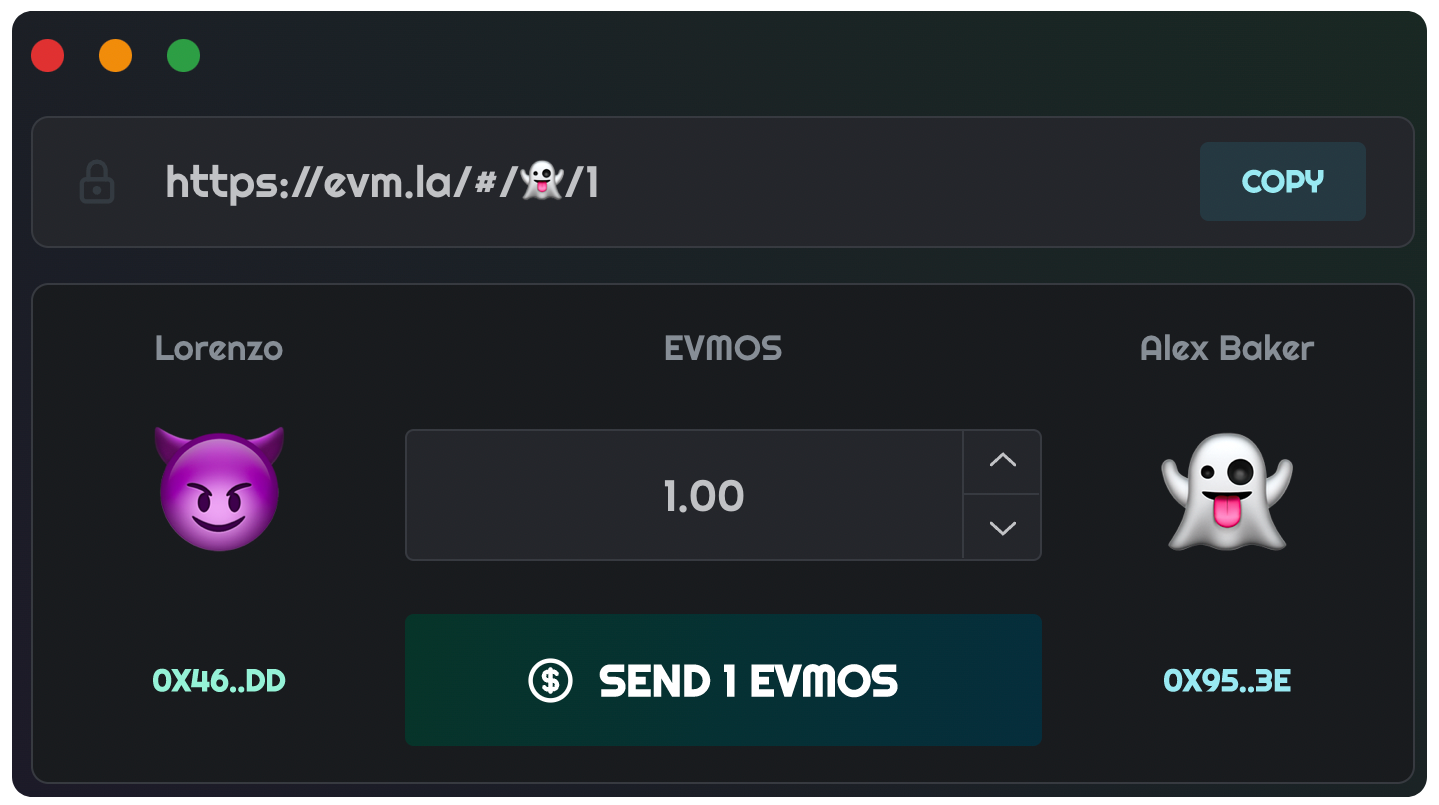 Send EVMOS Emoji 👻 Wallet