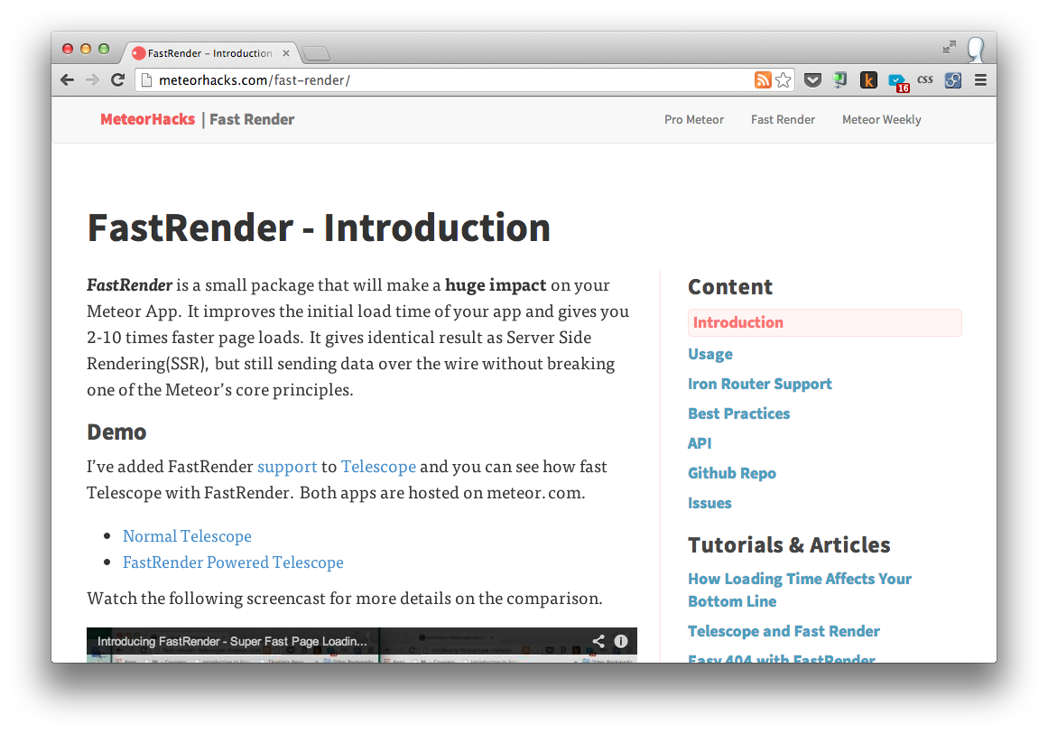 Meteor Fast Render Documentation