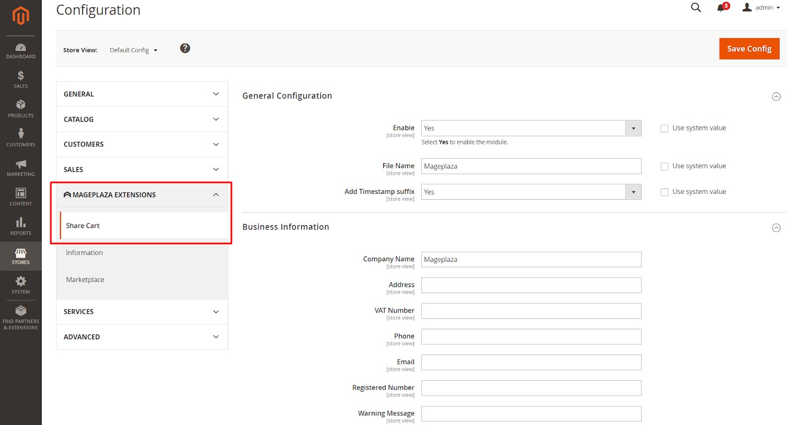 Magento 2 Share Cart extension configure