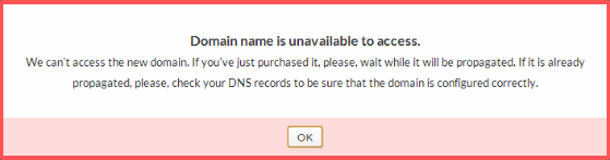 Domain name verification alert.