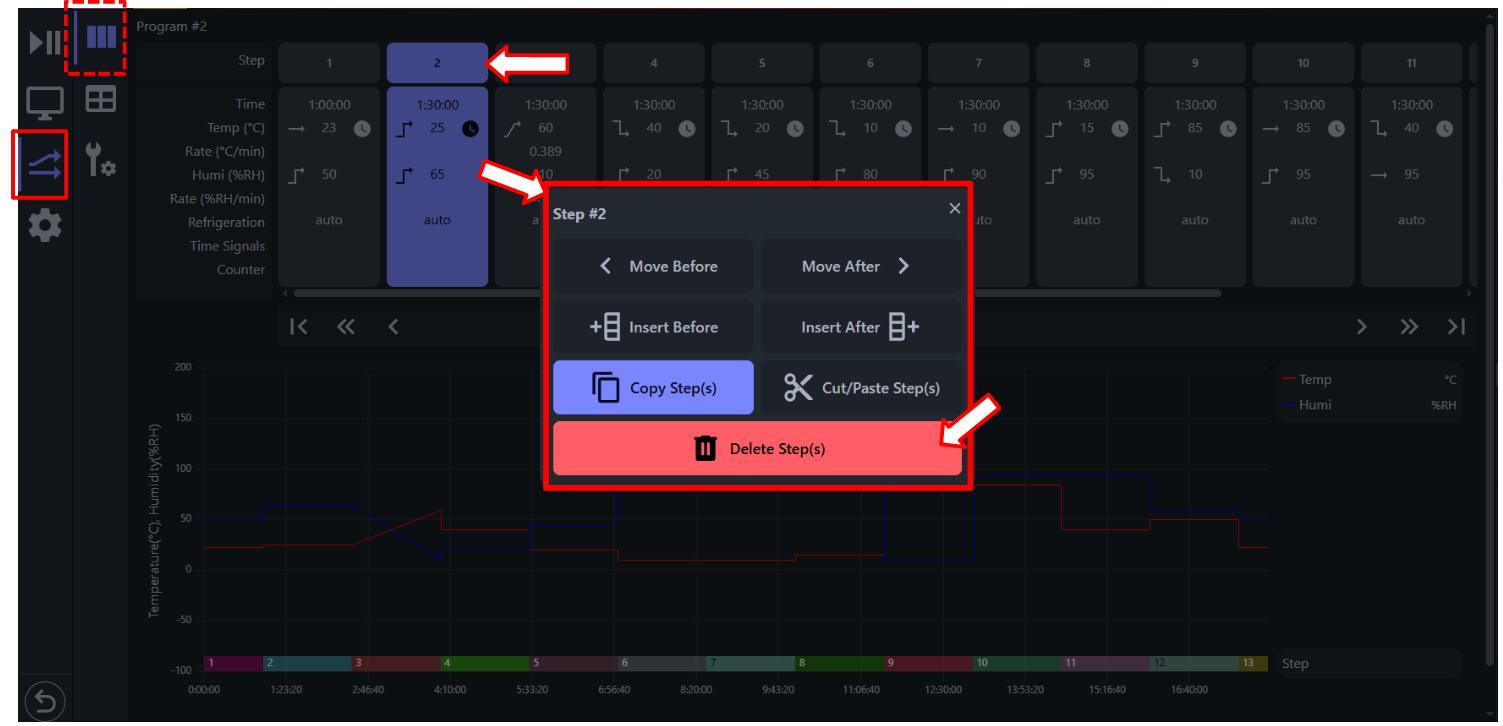 Selecting Step 2 in the program