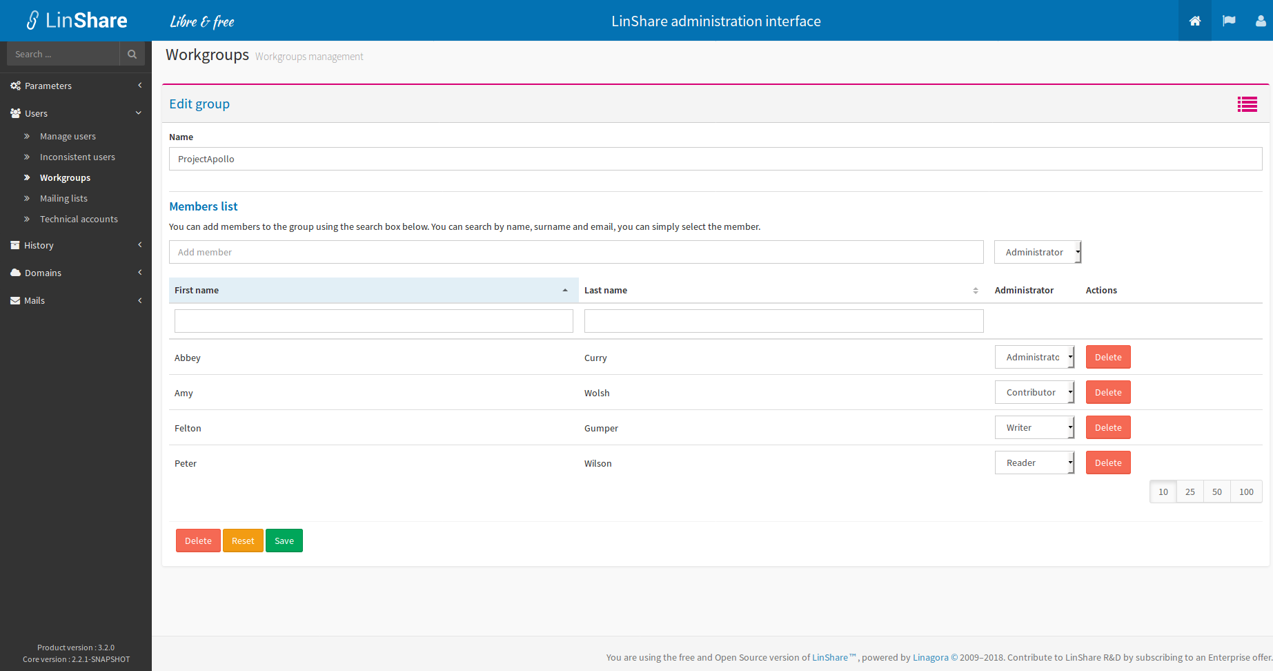 List workgroup roles in admin interface[SCREENSHOT]