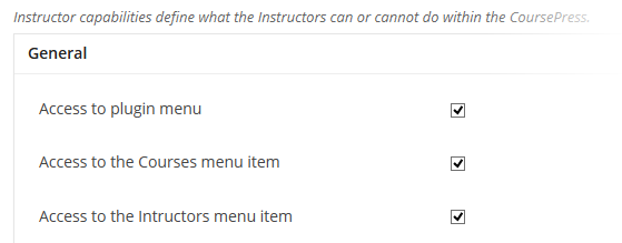 CoursePress - Settings - Instructor Capabilities