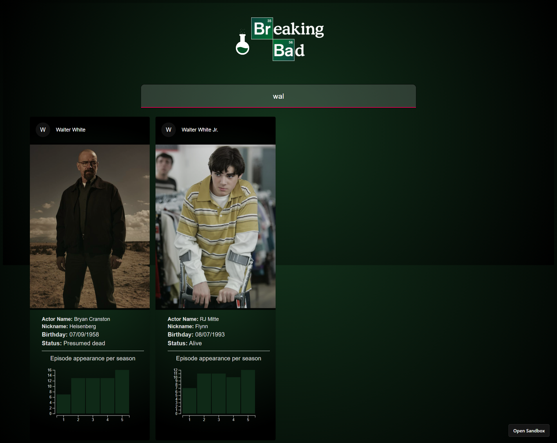 Breaking Bad App Print Screen