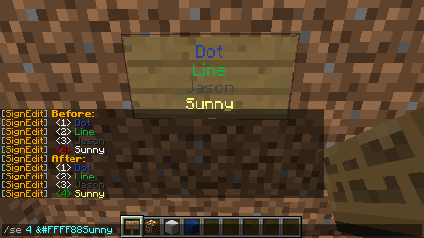 SignEdit for Bukkit: Support for web colors