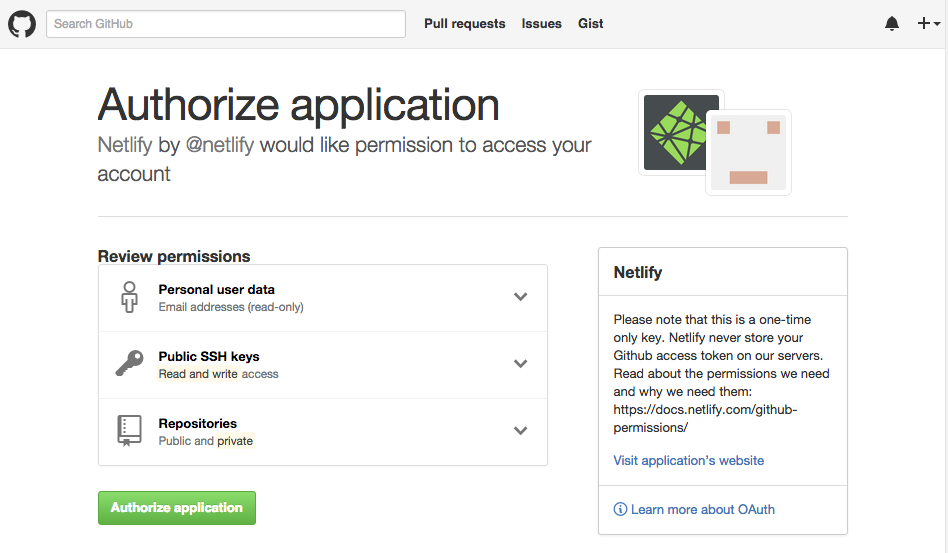 authorize Netlify