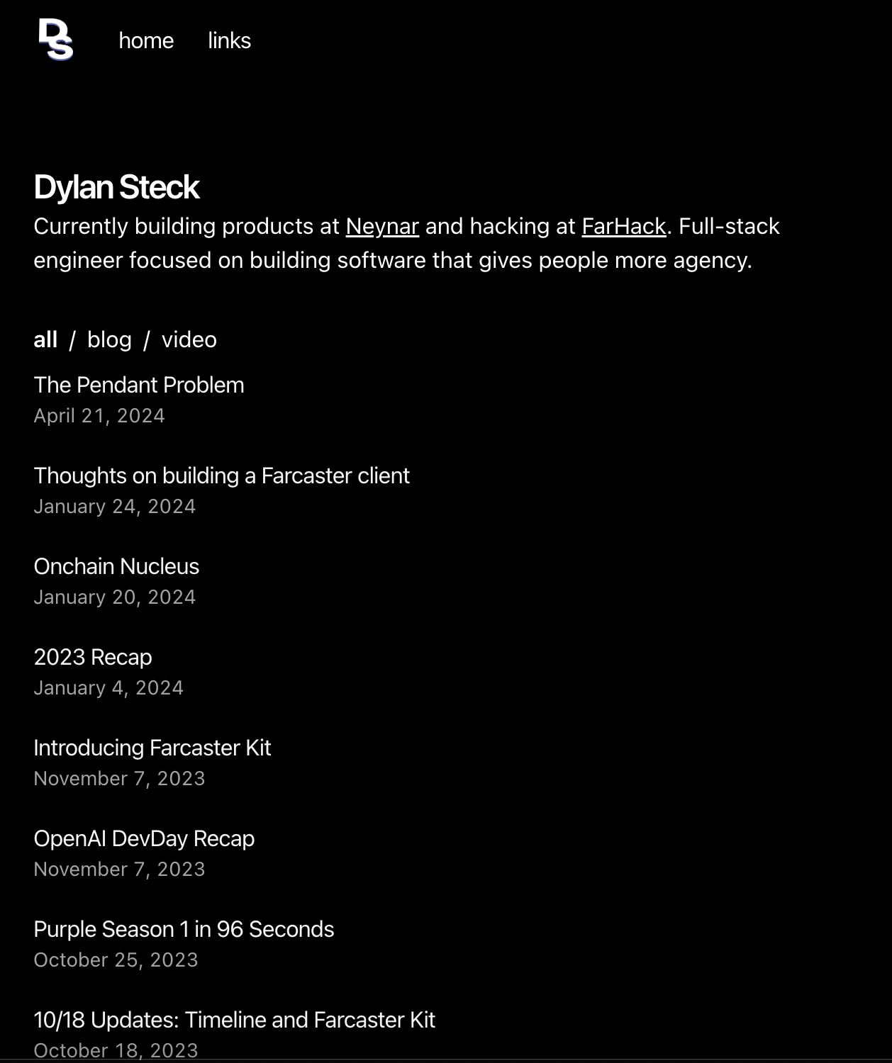 dylansteck.com new homepage 2024