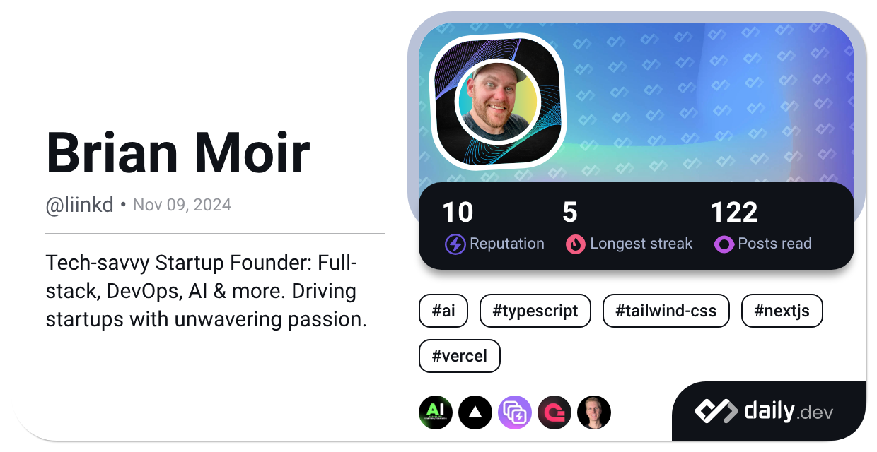 Brian Moir's Dev Card
