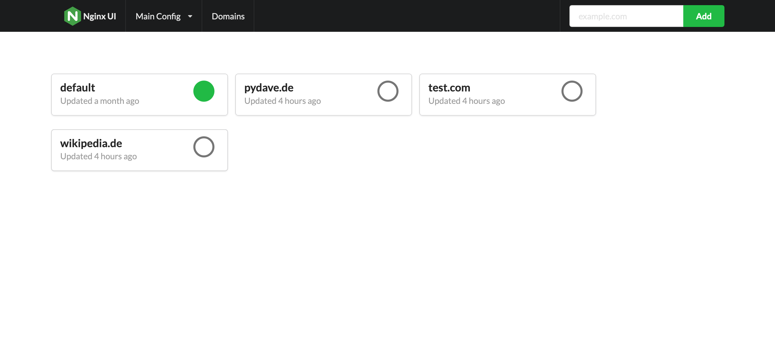 Nginx configuration file. Nginx config. Nginx UI. Nginx interface.