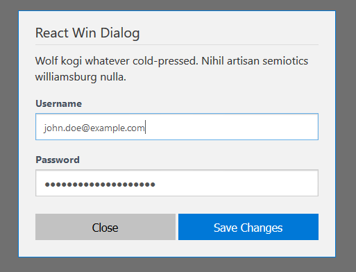 Screeshot of React Win Dialog