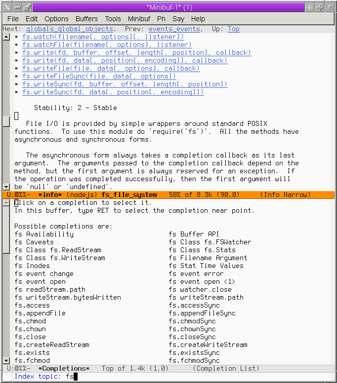 A screenshot of running Emacs