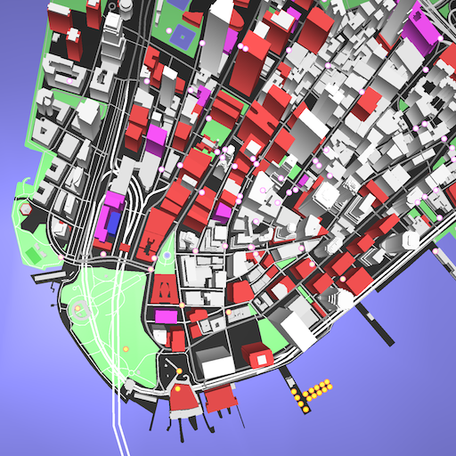 vector-map render of lower Manhattan