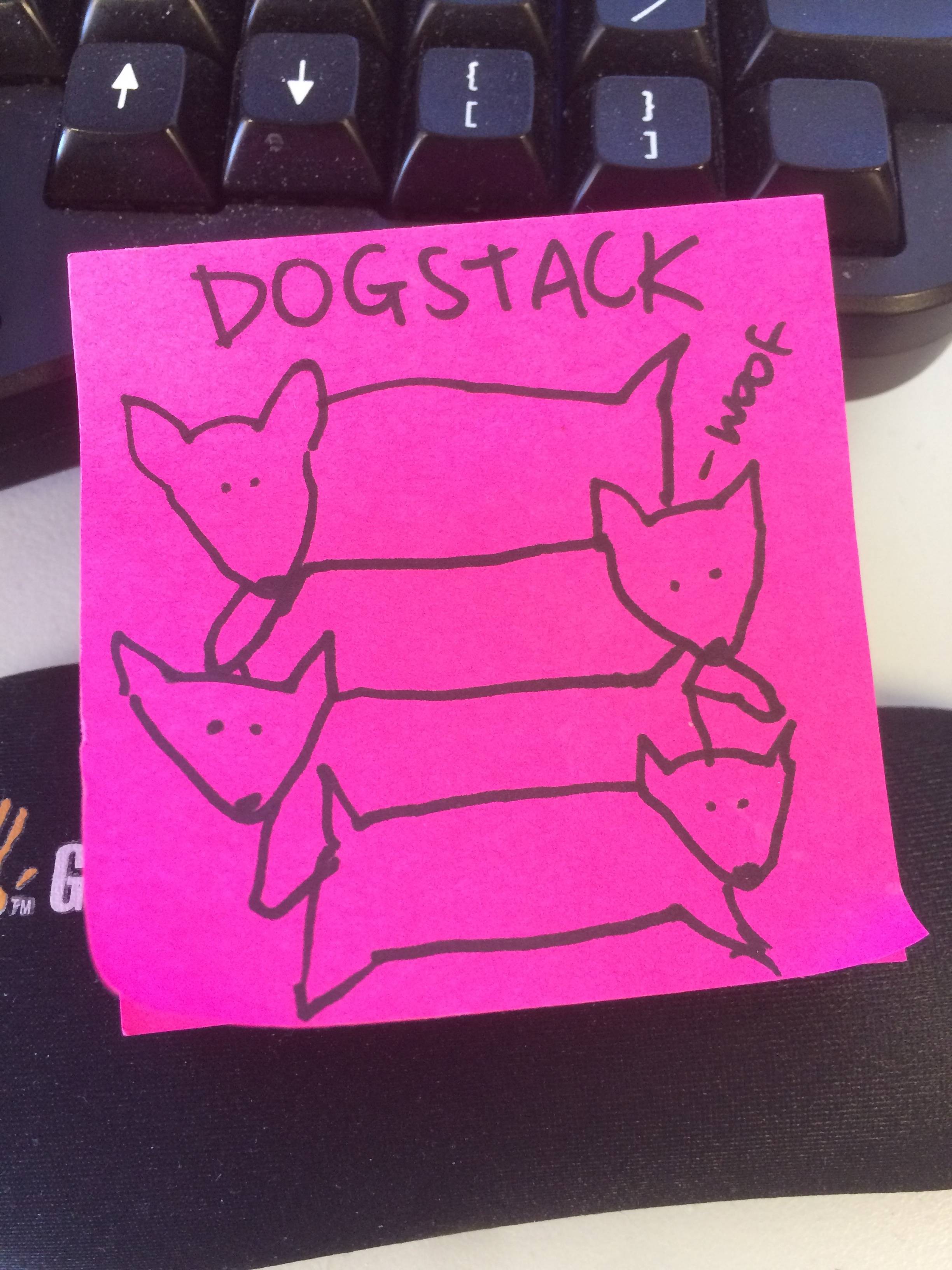 dogstack on a post-it note