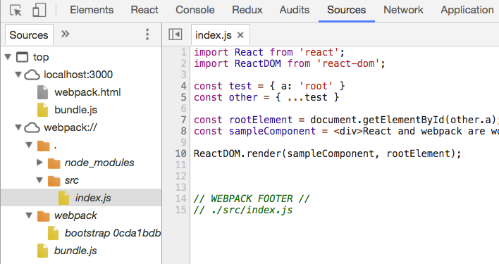 Devtools with source map