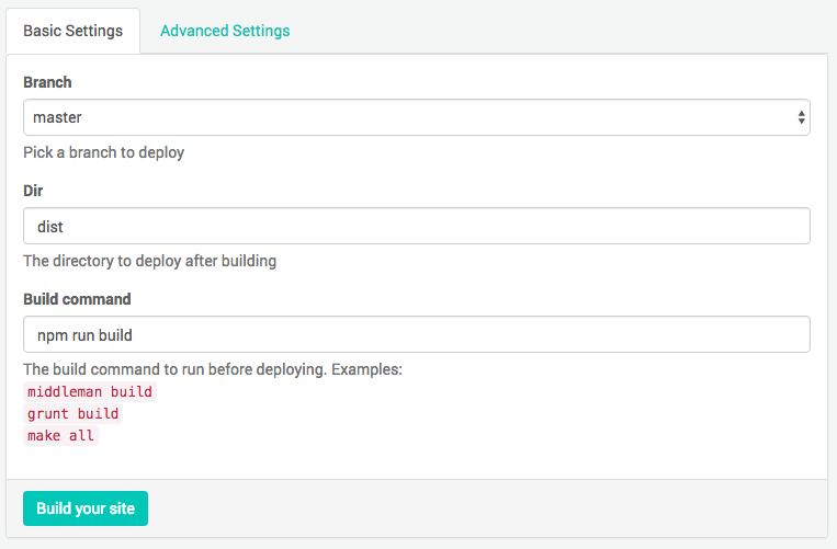 configure settings on Netlify