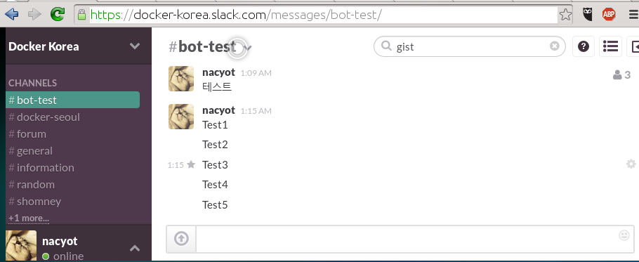 Slack chat room