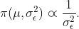 \pi(\mu,\sigma_\epsilon^2)\varpropto\frac{1}{\sigma_\epsilon^2}.